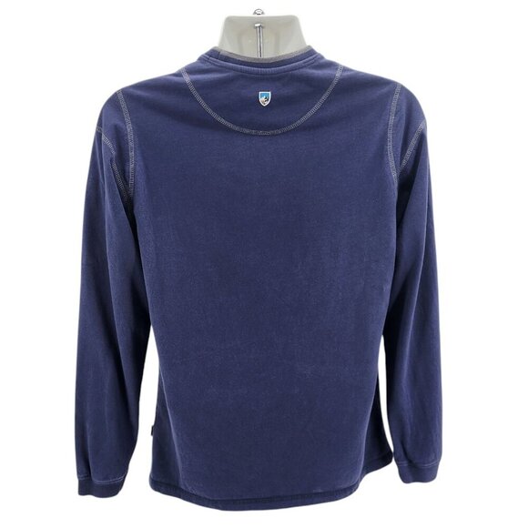 KUHL Mens Small WildFibre Organic Cotton Blue Long Sleeve Thumb Holes Shirt - Picture 5 of 11